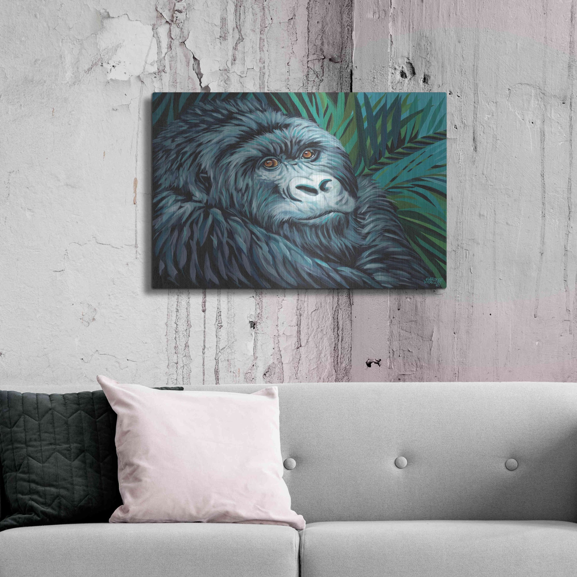 Luxe Metal Art 'Jungle Monkey II' by Carolee Vitaletti Metal Wall Art,36x24