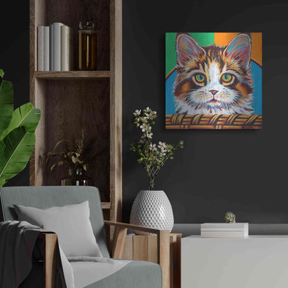 Luxe Metal Art 'Kitten in Basket II' by Carolee Vitaletti Metal Wall Art,24x24