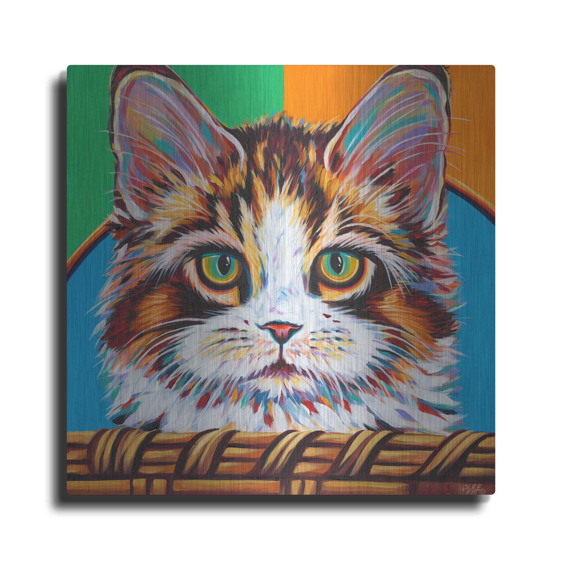 Luxe Metal Art 'Kitten in Basket II' by Carolee Vitaletti Metal Wall Art