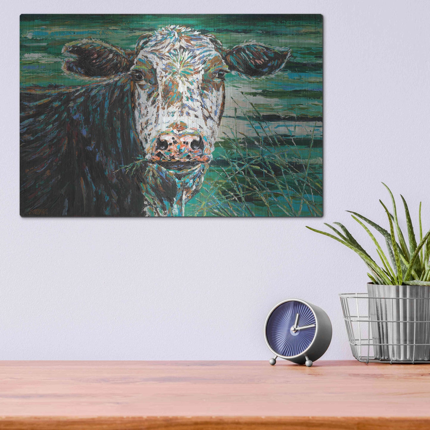 Luxe Metal Art 'Marshland Cow II' by Carolee Vitaletti Metal Wall Art,16x12