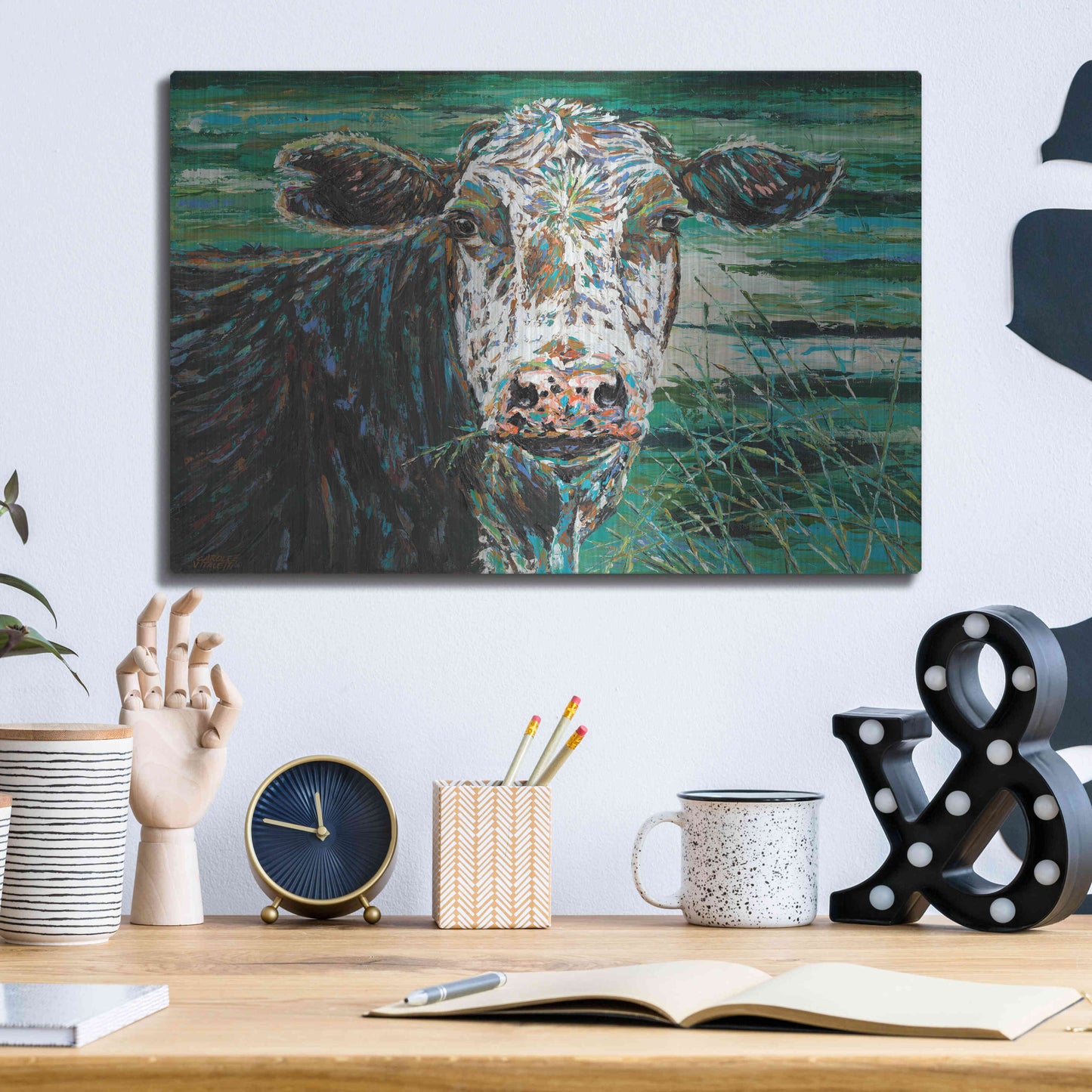 Luxe Metal Art 'Marshland Cow II' by Carolee Vitaletti Metal Wall Art,16x12