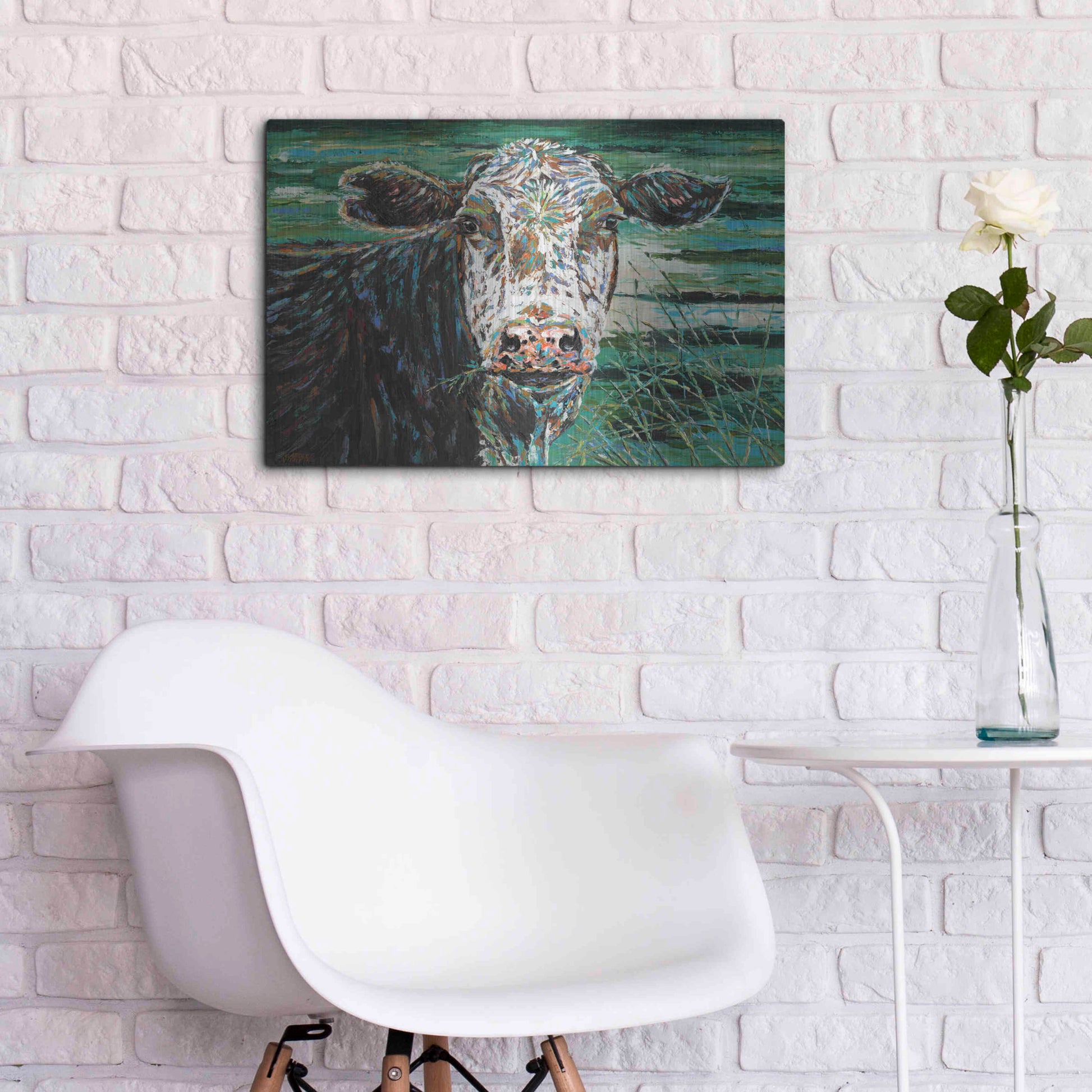 Luxe Metal Art 'Marshland Cow II' by Carolee Vitaletti Metal Wall Art,24x16