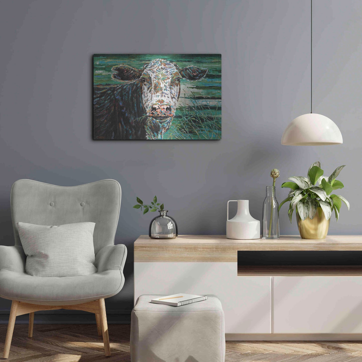 Luxe Metal Art 'Marshland Cow II' by Carolee Vitaletti Metal Wall Art,24x16