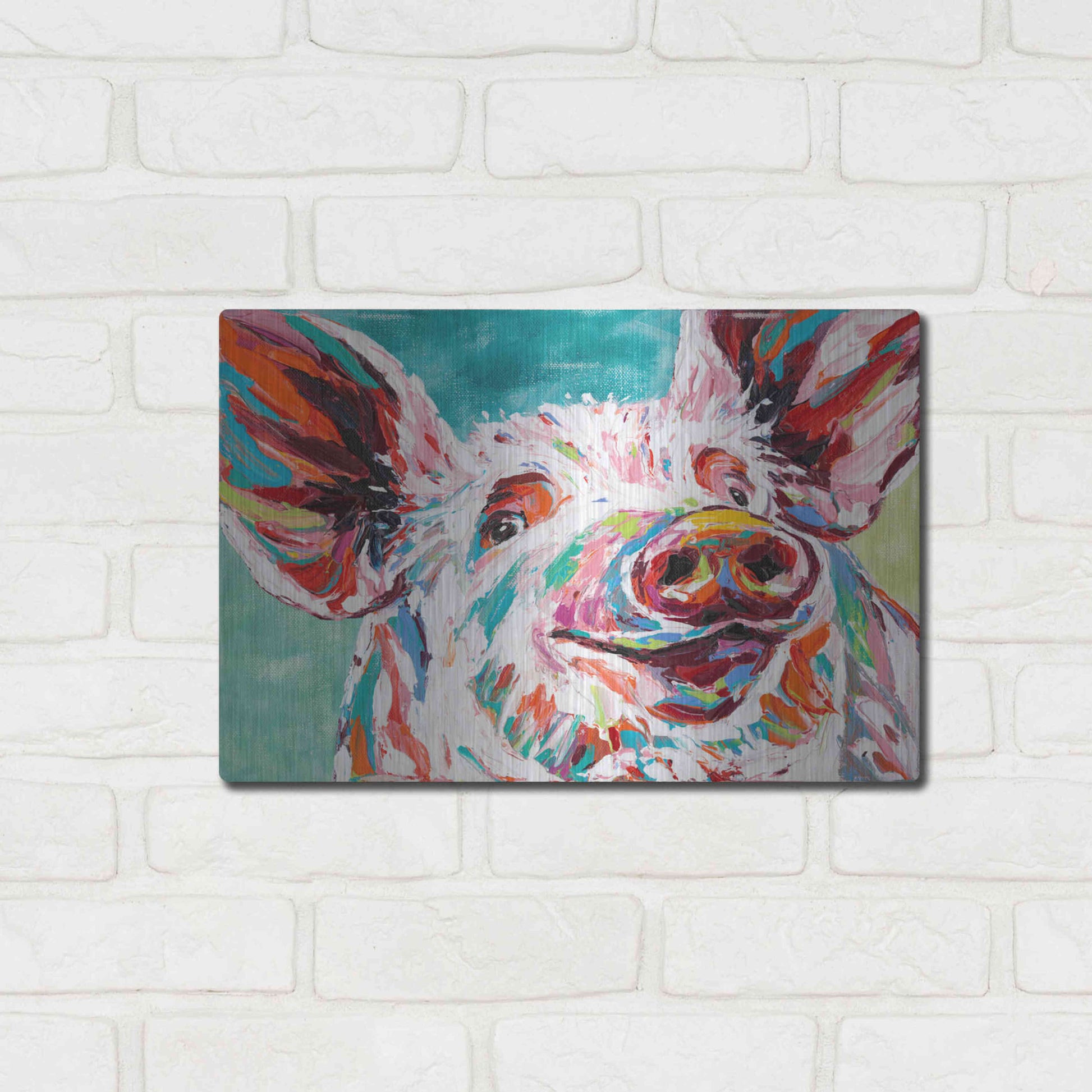 Luxe Metal Art 'Piggy I' by Carolee Vitaletti Metal Wall Art,16x12