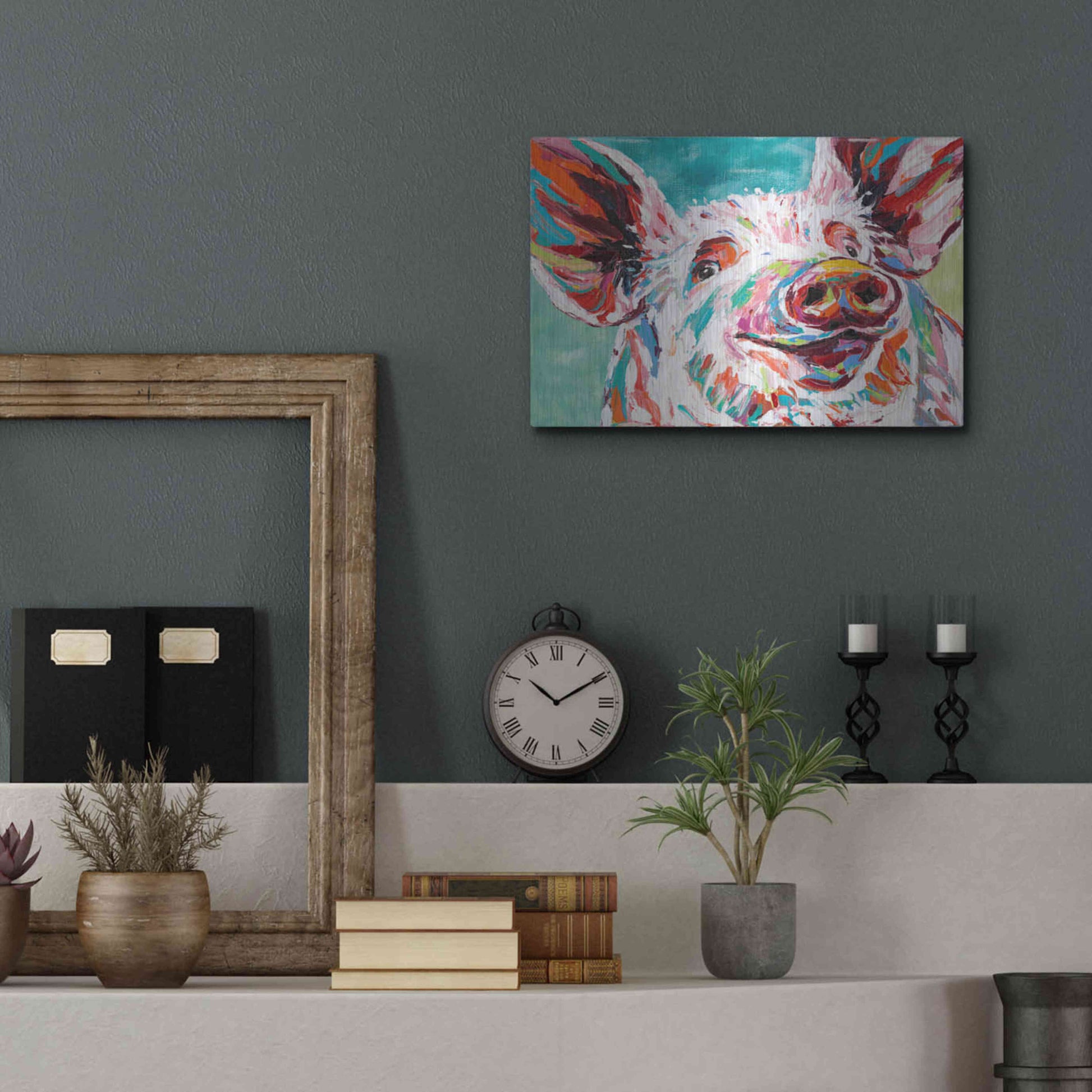 Luxe Metal Art 'Piggy I' by Carolee Vitaletti Metal Wall Art,16x12