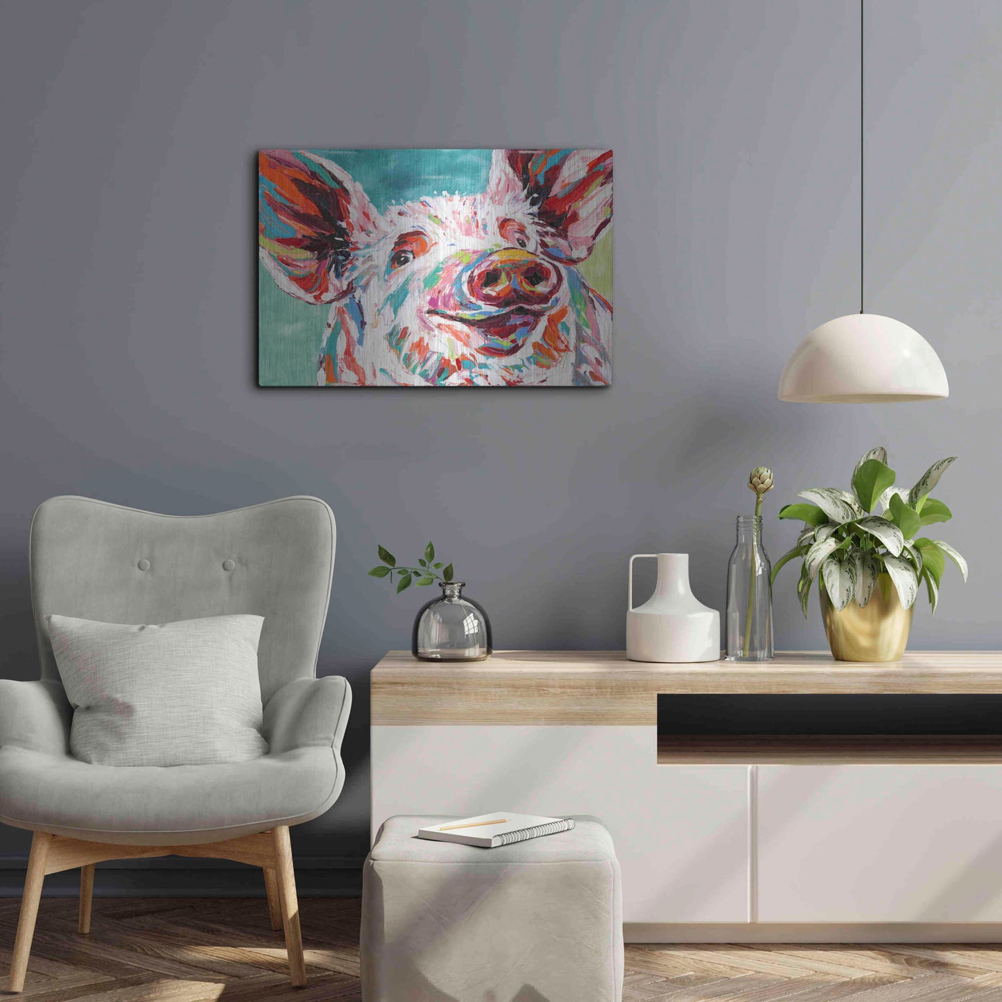 Luxe Metal Art 'Piggy I' by Carolee Vitaletti Metal Wall Art,24x16