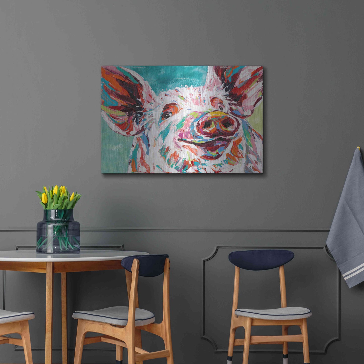 Luxe Metal Art 'Piggy I' by Carolee Vitaletti Metal Wall Art,36x24