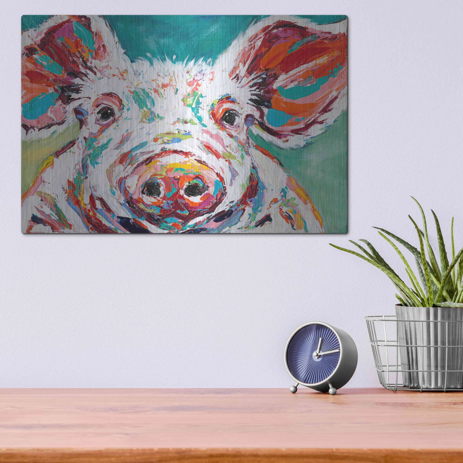 Luxe Metal Art 'Piggy II' by Carolee Vitaletti Metal Wall Art,16x12