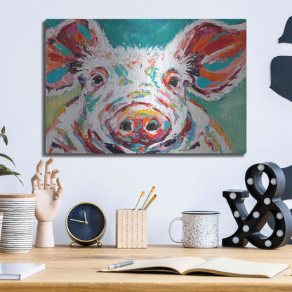 Luxe Metal Art 'Piggy II' by Carolee Vitaletti Metal Wall Art,16x12