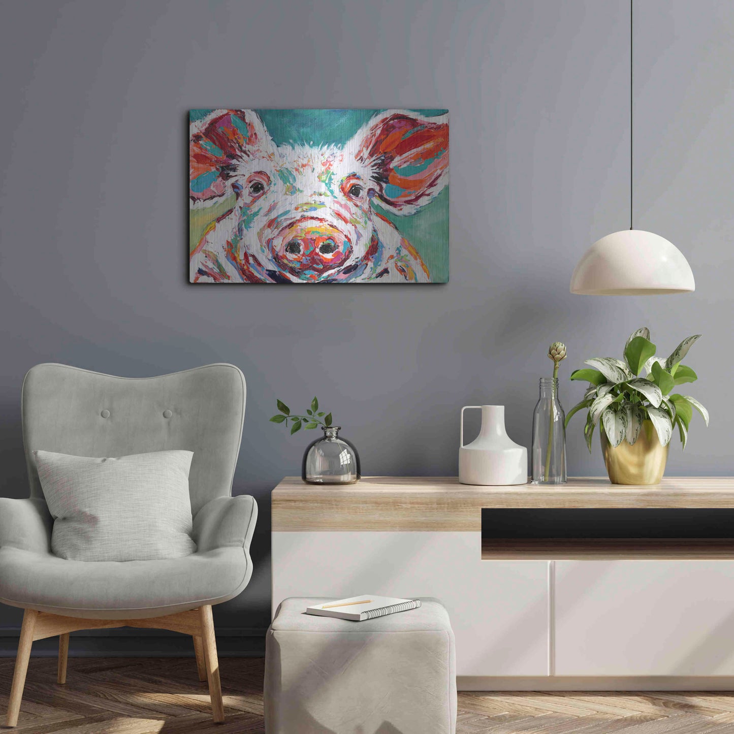 Luxe Metal Art 'Piggy II' by Carolee Vitaletti Metal Wall Art,24x16