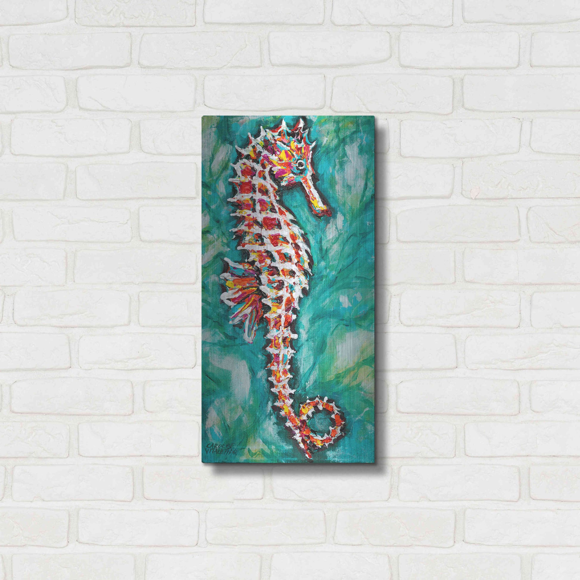 Luxe Metal Art 'Radiant Seahorse I' by Carolee Vitaletti Metal Wall Art,12x24