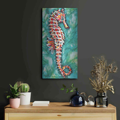 Luxe Metal Art 'Radiant Seahorse I' by Carolee Vitaletti Metal Wall Art,12x24