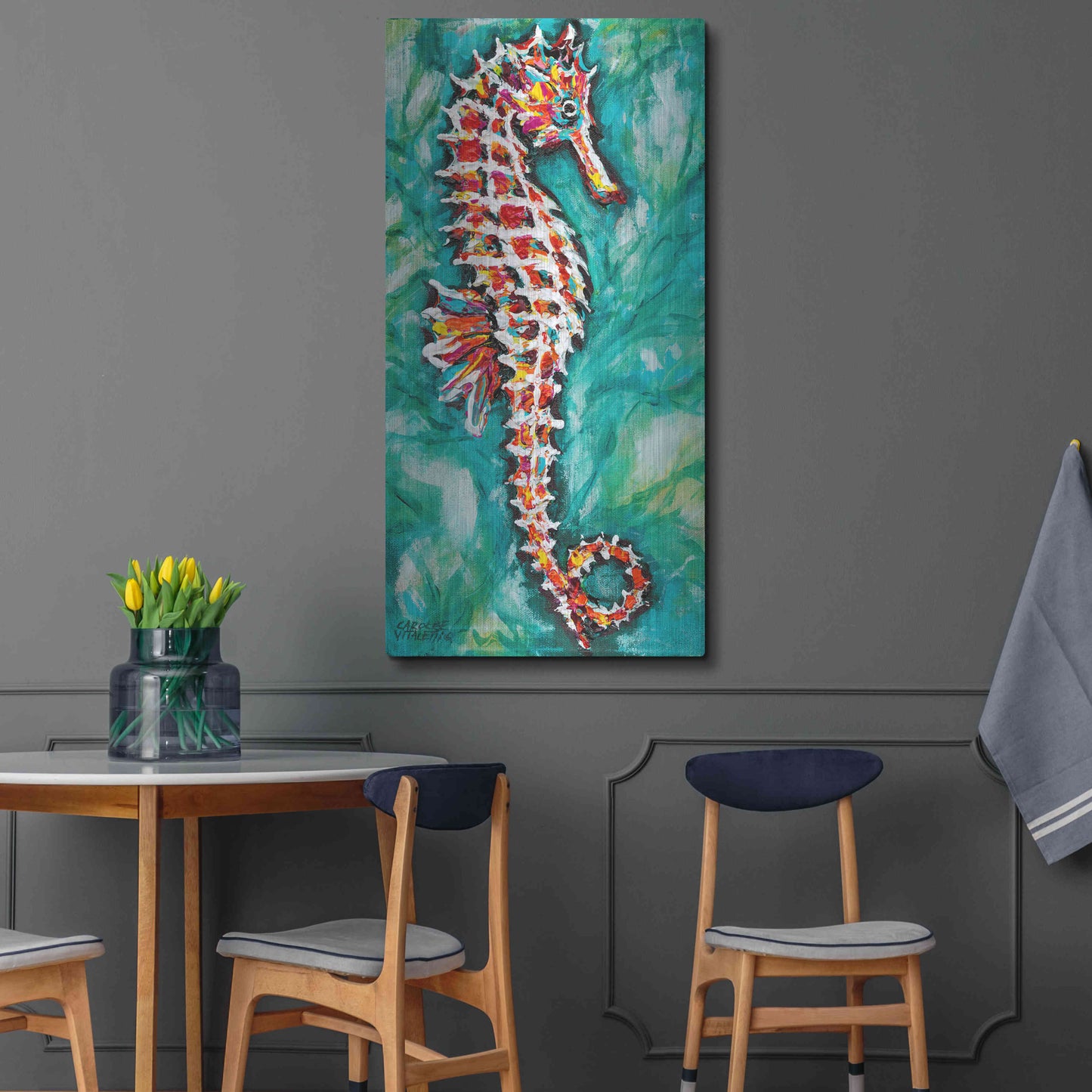 Luxe Metal Art 'Radiant Seahorse I' by Carolee Vitaletti Metal Wall Art,24x48