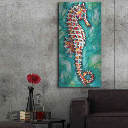 Luxe Metal Art 'Radiant Seahorse I' by Carolee Vitaletti Metal Wall Art,24x48