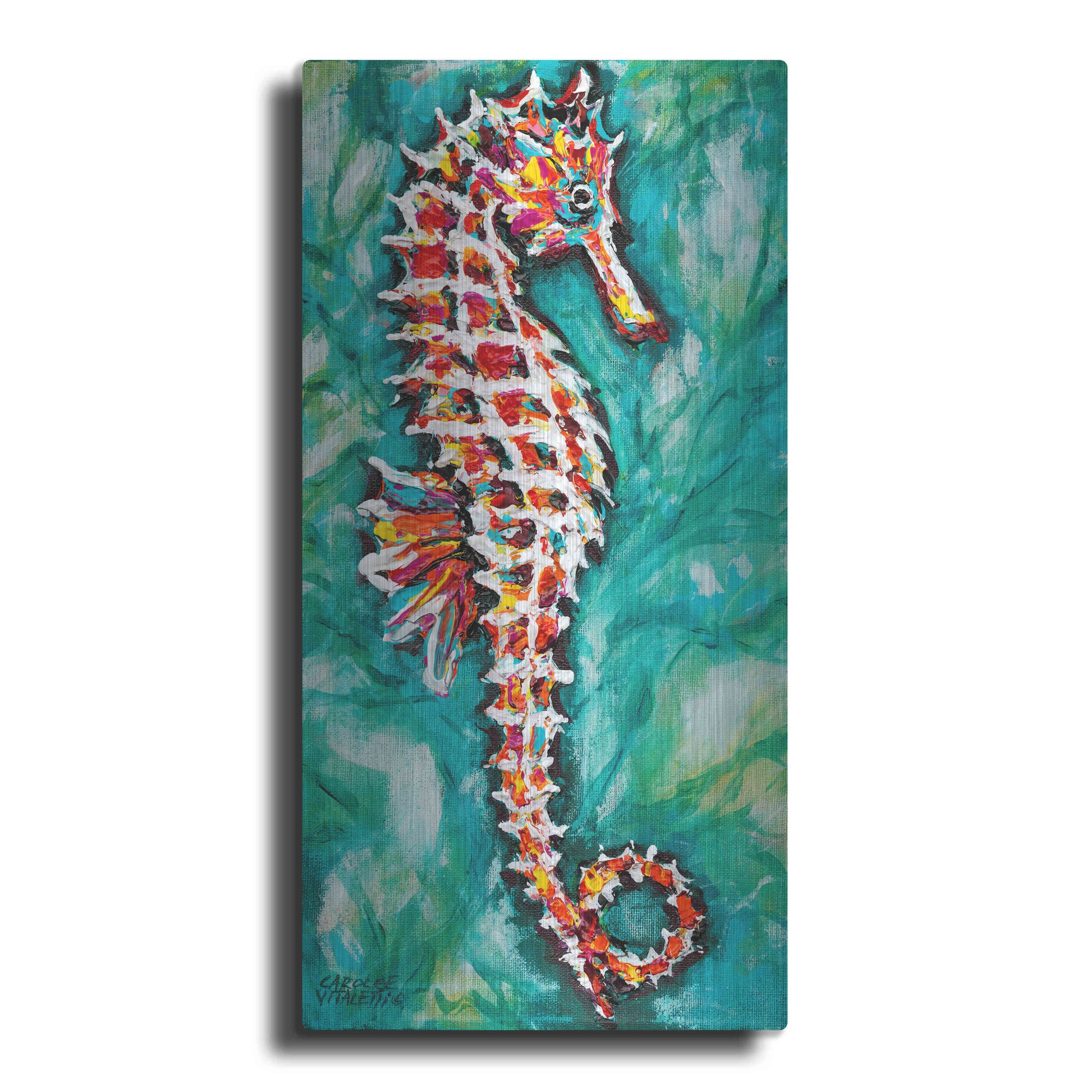 Luxe Metal Art 'Radiant Seahorse I' by Carolee Vitaletti Metal Wall Art