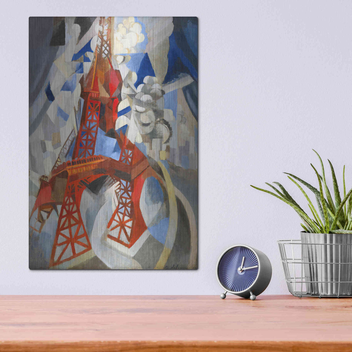 Luxe Metal Art 'Red Eiffel Tower' by Robert Delaunay, Metal Wall Art,12x16