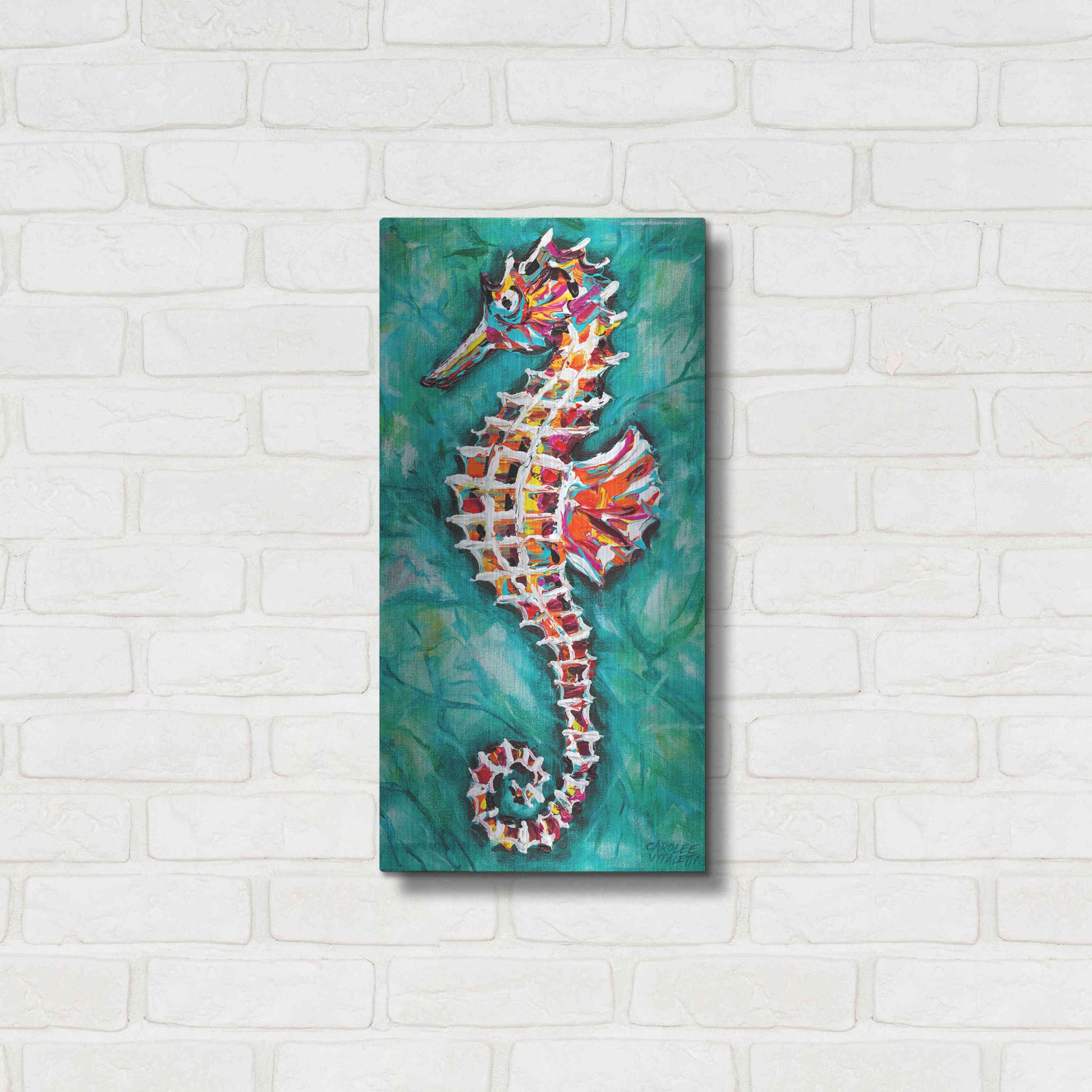 Luxe Metal Art 'Radiant Seahorse II' by Carolee Vitaletti Metal Wall Art,12x24