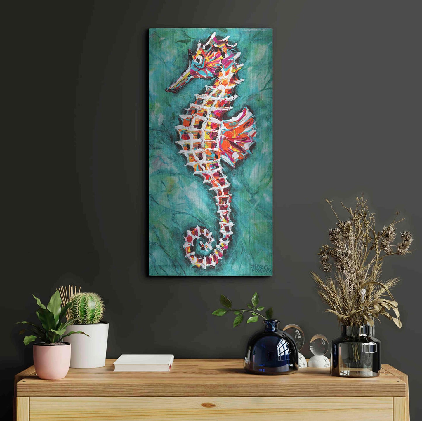 Luxe Metal Art 'Radiant Seahorse II' by Carolee Vitaletti Metal Wall Art,12x24