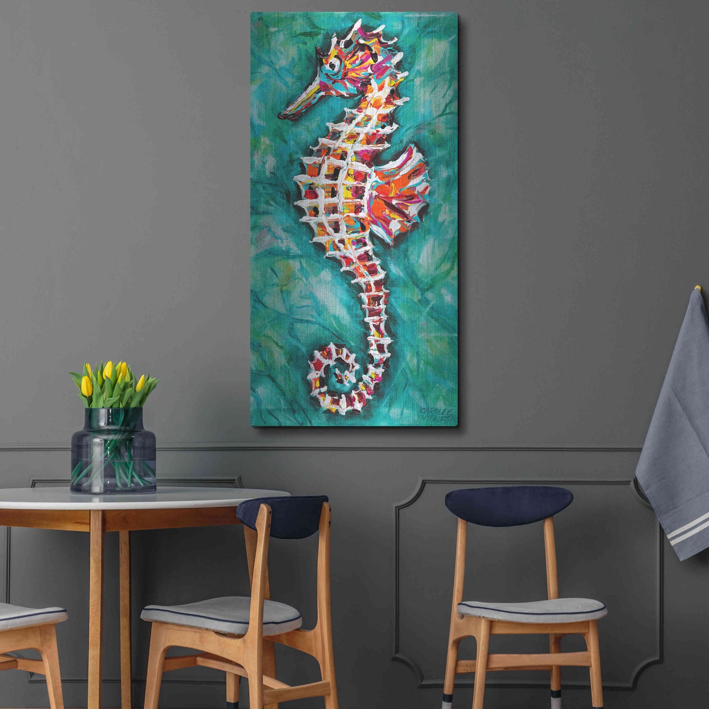 Luxe Metal Art 'Radiant Seahorse II' by Carolee Vitaletti Metal Wall Art,24x48