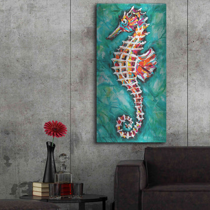 Luxe Metal Art 'Radiant Seahorse II' by Carolee Vitaletti Metal Wall Art,24x48