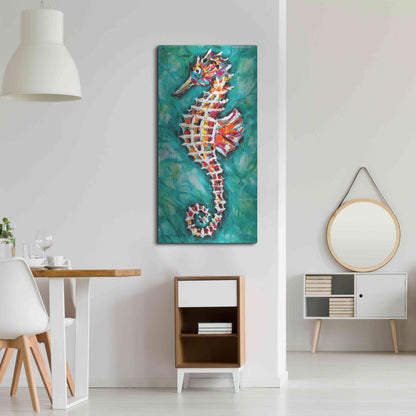 Luxe Metal Art 'Radiant Seahorse II' by Carolee Vitaletti Metal Wall Art,24x48