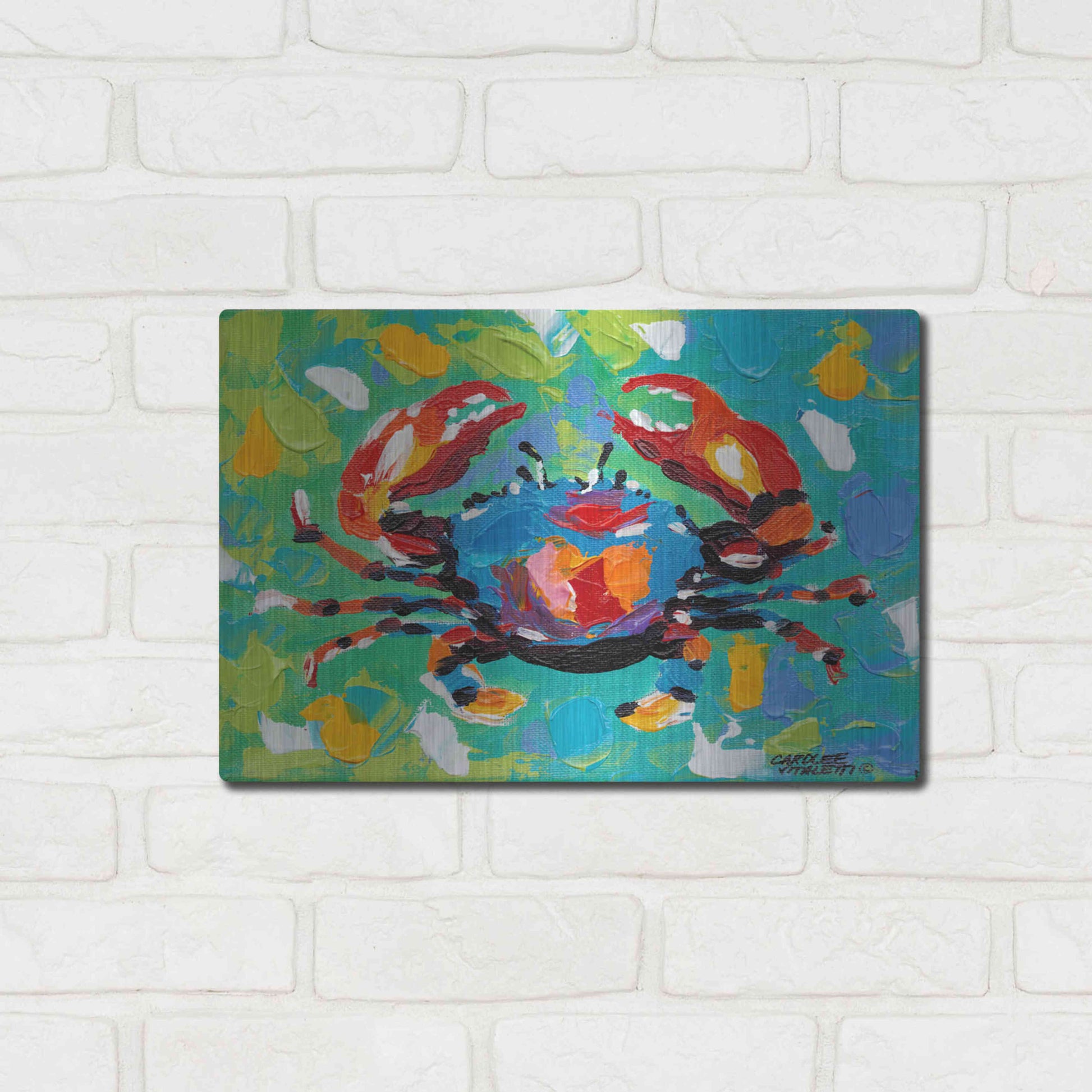 Luxe Metal Art 'Seaside Crab I' by Carolee Vitaletti Metal Wall Art,16x12