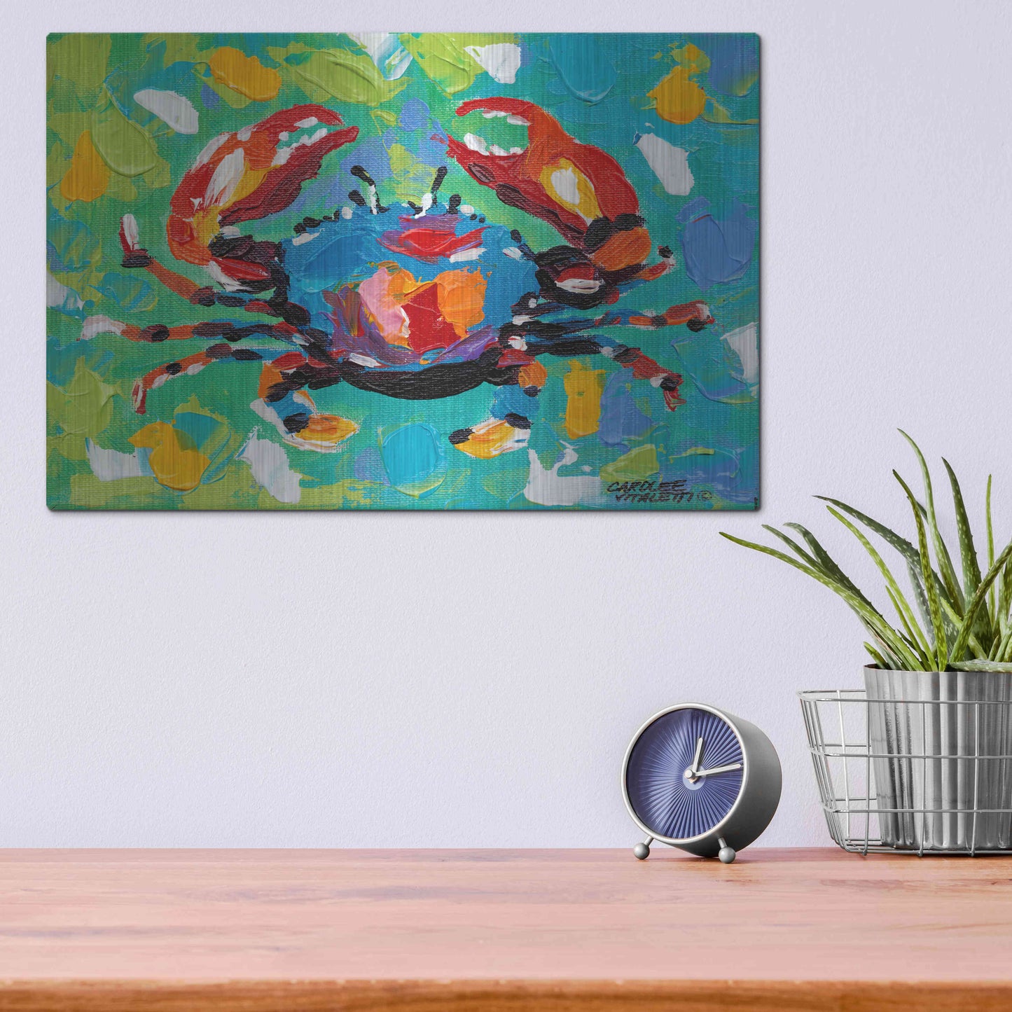 Luxe Metal Art 'Seaside Crab I' by Carolee Vitaletti Metal Wall Art,16x12