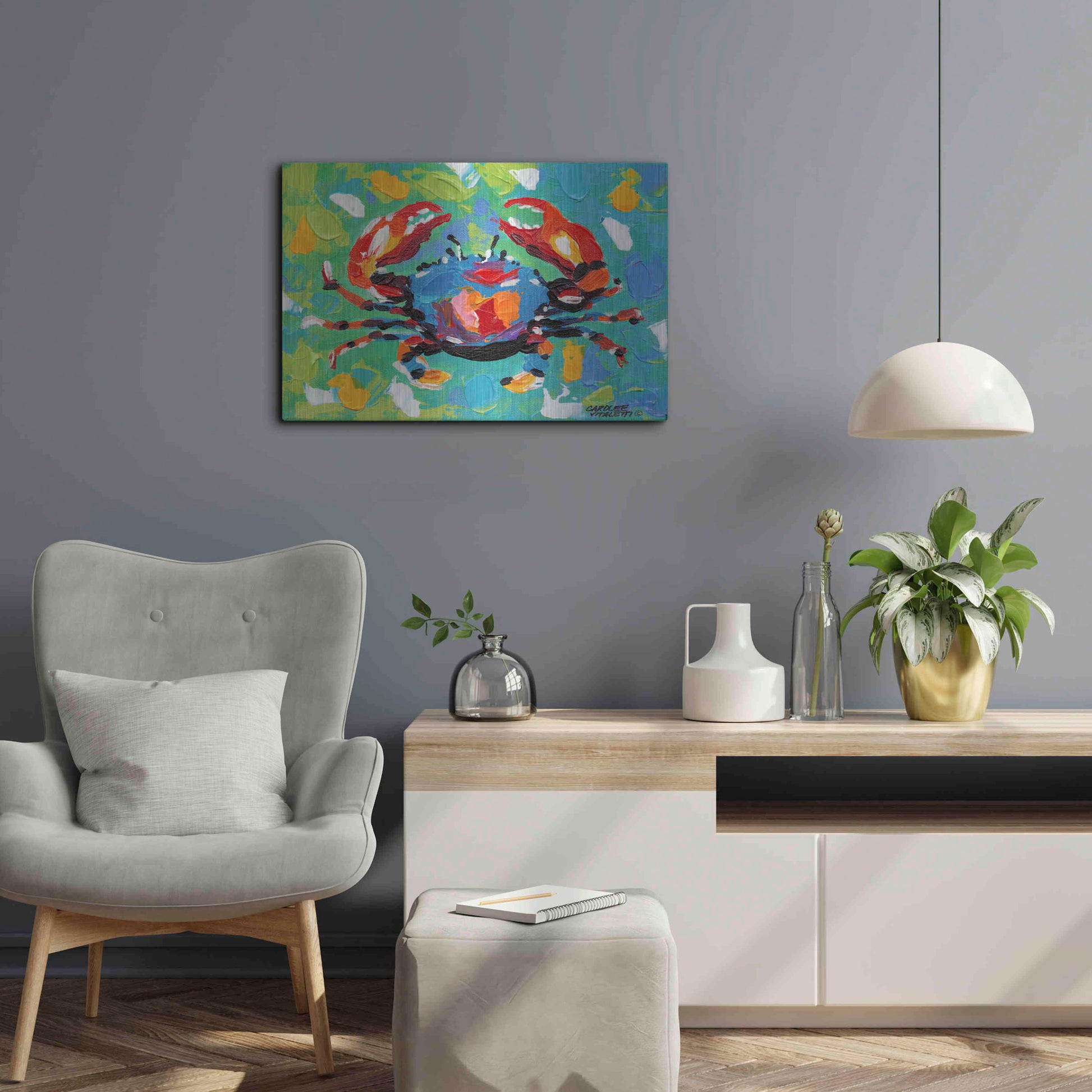 Luxe Metal Art 'Seaside Crab I' by Carolee Vitaletti Metal Wall Art,24x16