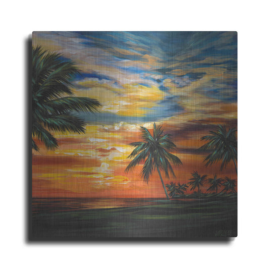 Luxe Metal Art 'Stunning Tropical Sunset II' by Carolee Vitaletti Metal Wall Art