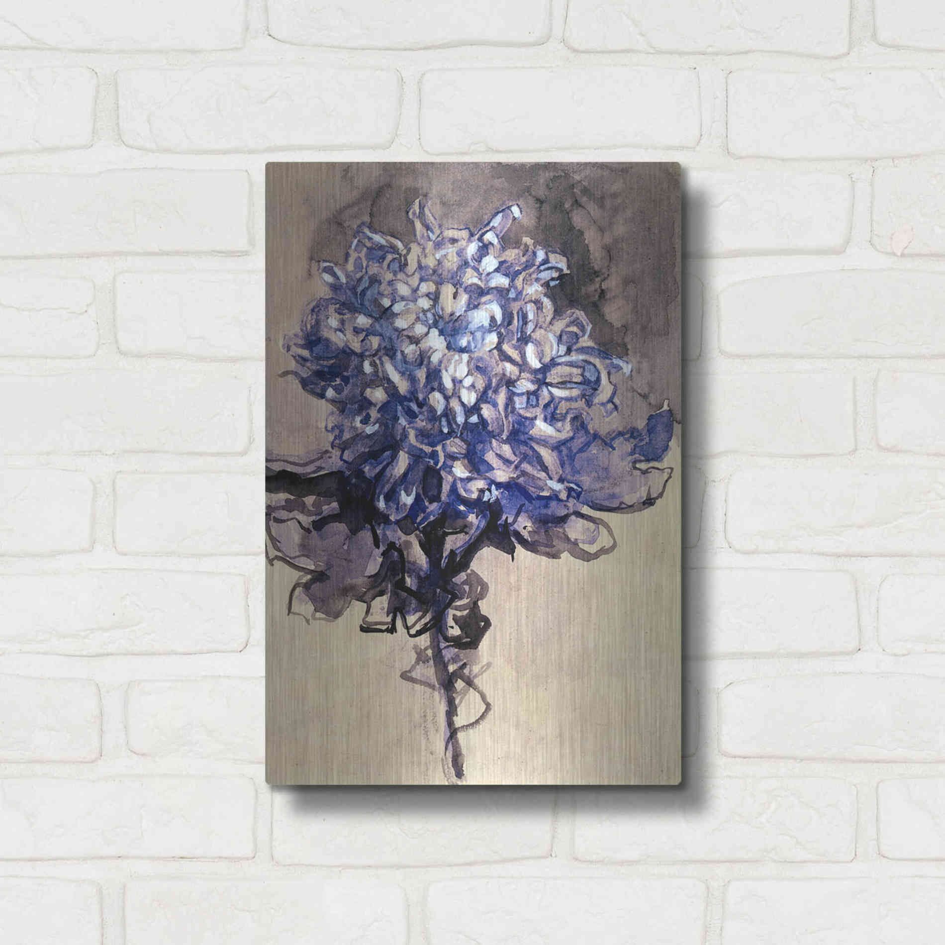 Luxe Metal Art 'Chrysanthemum' by Piet Mondrian, Metal Wall Art,12x16