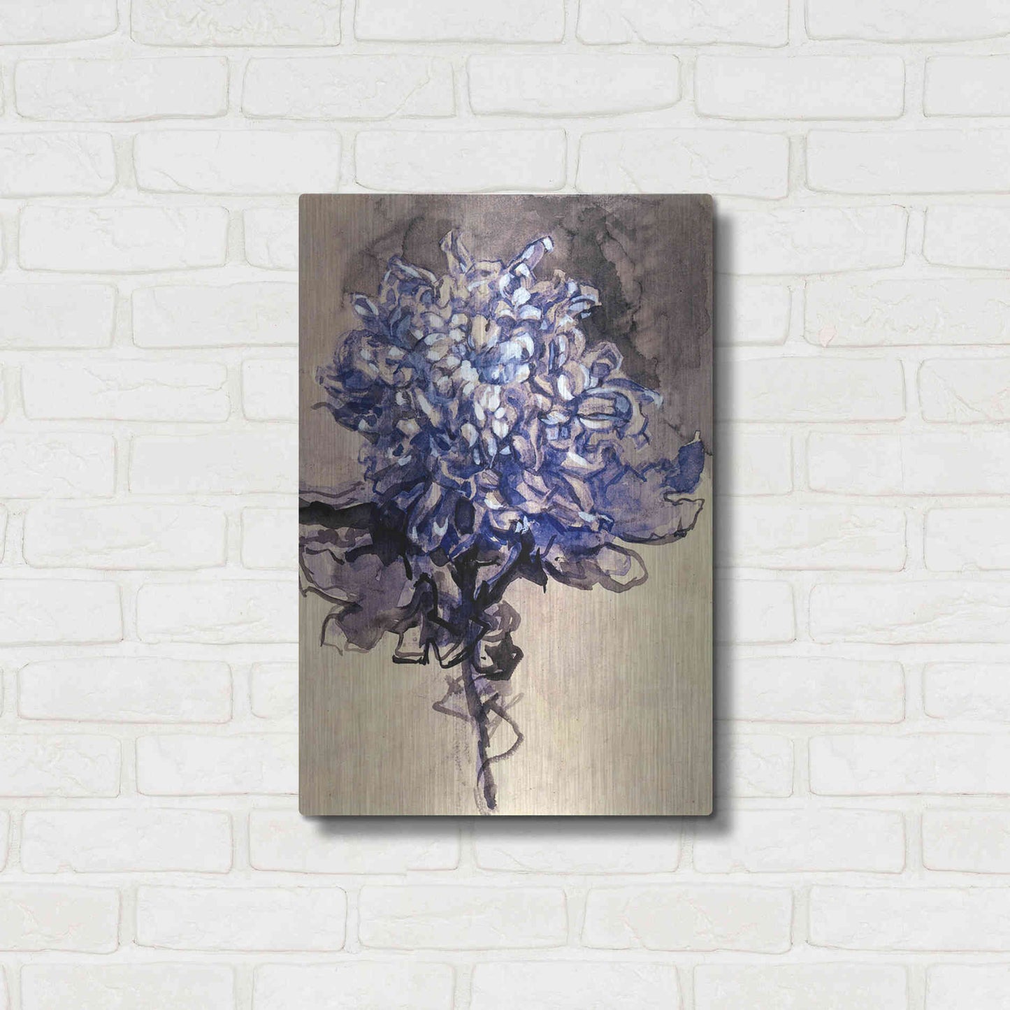 Luxe Metal Art 'Chrysanthemum' by Piet Mondrian, Metal Wall Art,16x24