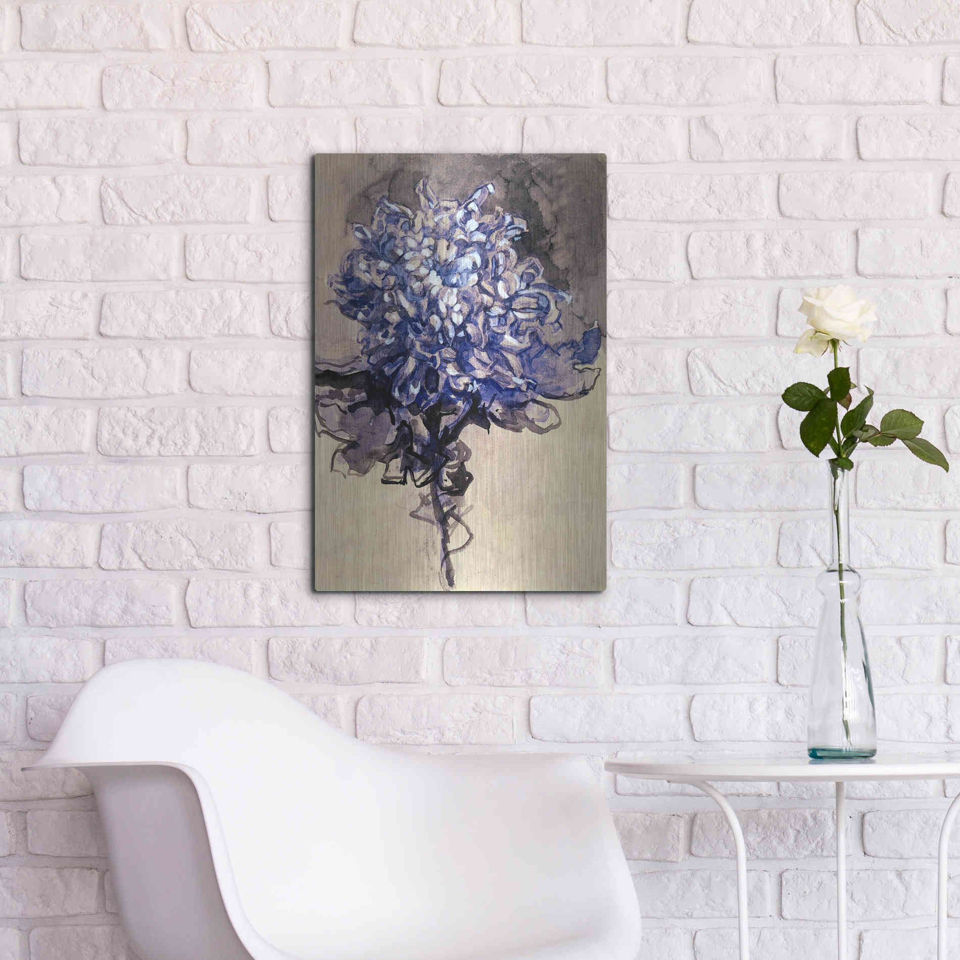 Luxe Metal Art 'Chrysanthemum' by Piet Mondrian, Metal Wall Art,16x24