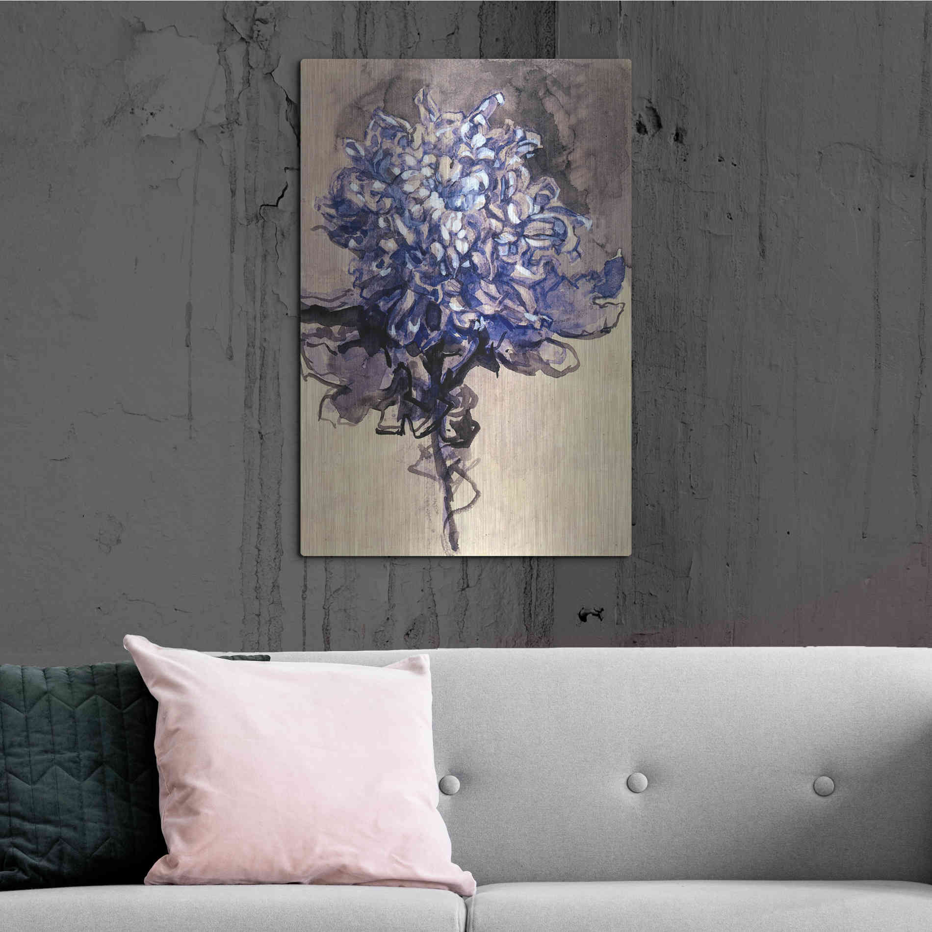 Luxe Metal Art 'Chrysanthemum' by Piet Mondrian, Metal Wall Art,24x36