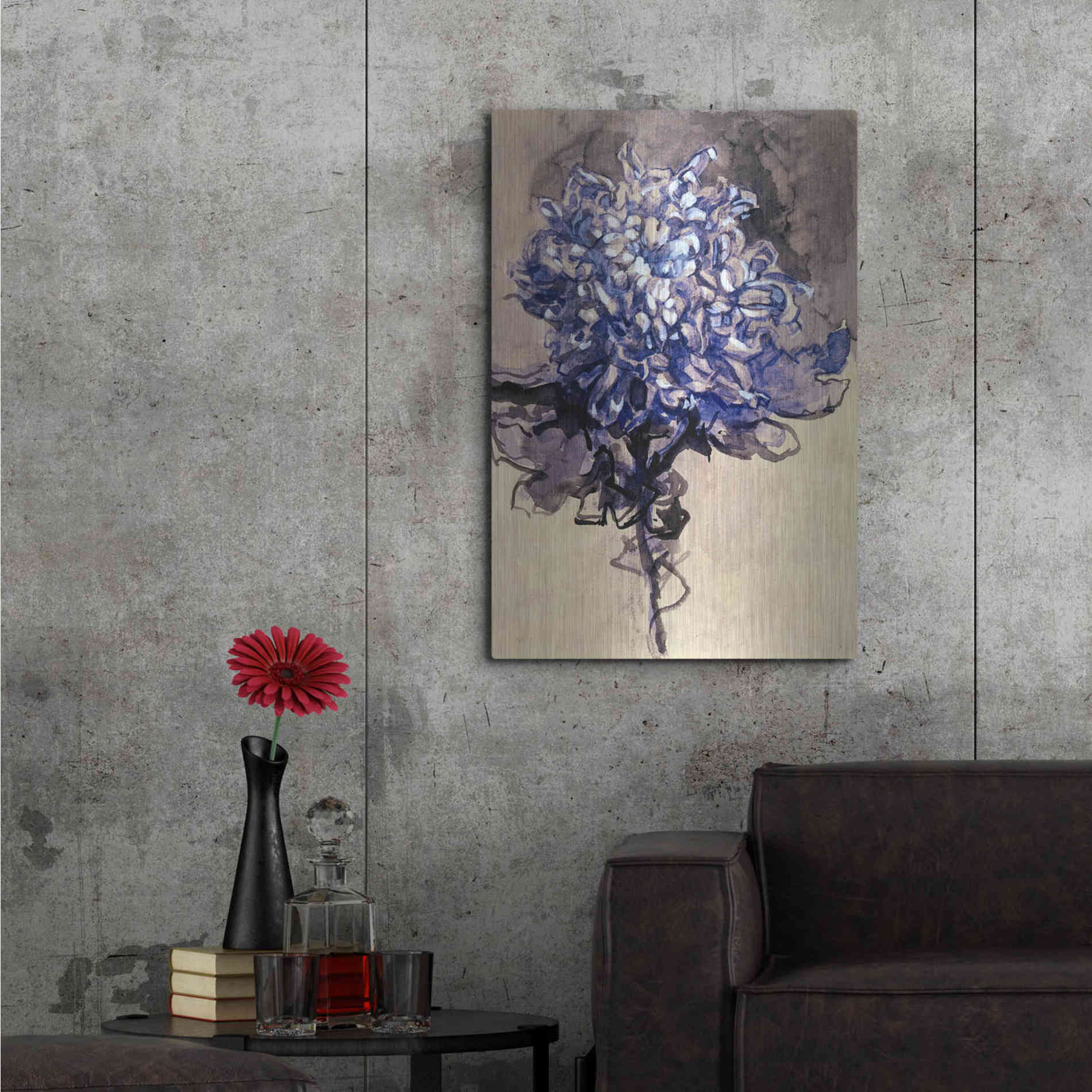 Luxe Metal Art 'Chrysanthemum' by Piet Mondrian, Metal Wall Art,24x36