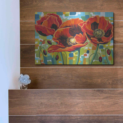 Luxe Metal Art 'Vivid Poppies III' by Carolee Vitaletti Metal Wall Art,16x12