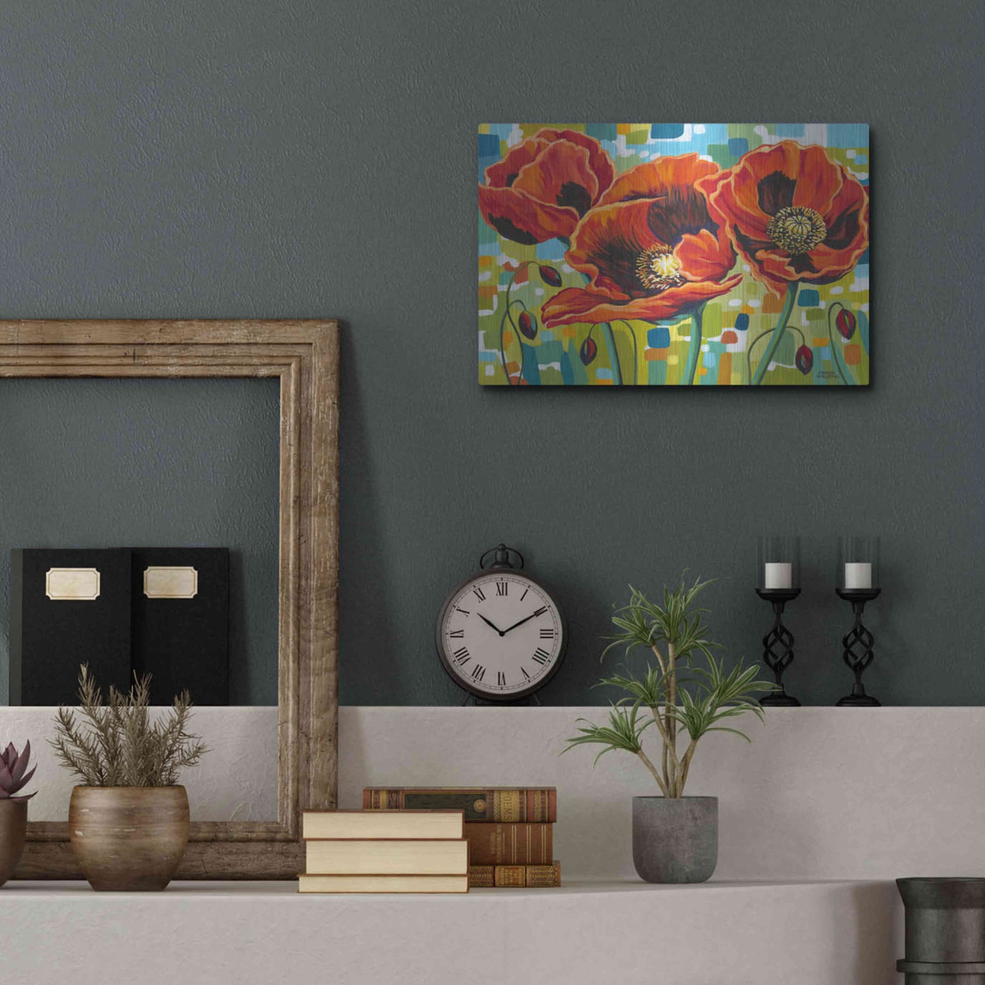 Luxe Metal Art 'Vivid Poppies III' by Carolee Vitaletti Metal Wall Art,16x12