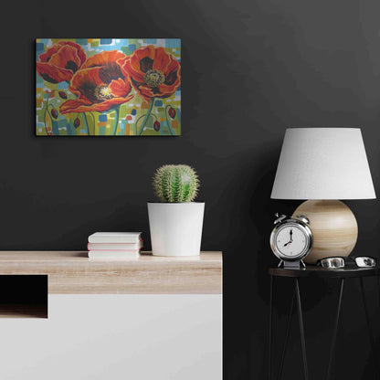 Luxe Metal Art 'Vivid Poppies III' by Carolee Vitaletti Metal Wall Art,24x16