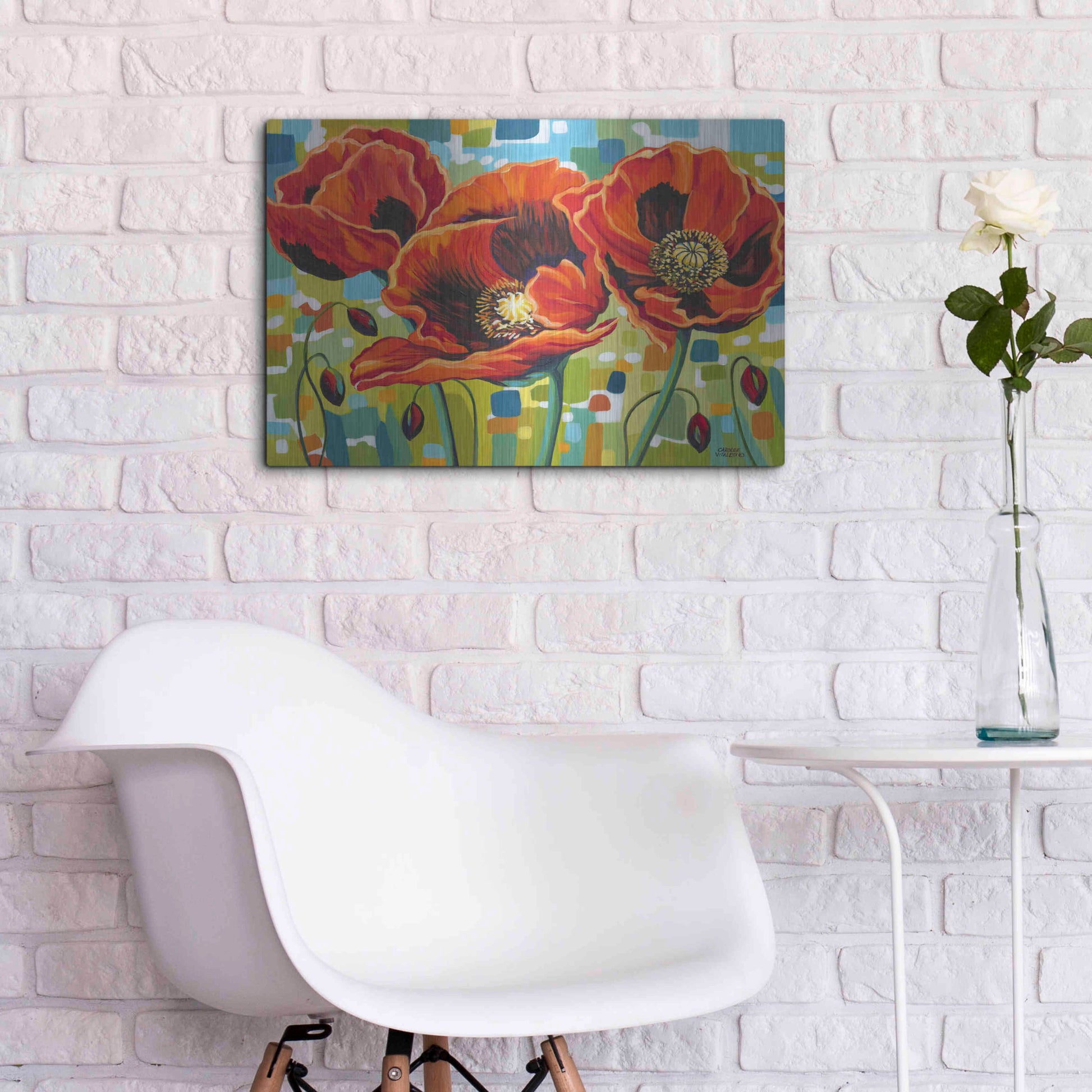 Luxe Metal Art 'Vivid Poppies III' by Carolee Vitaletti Metal Wall Art,24x16