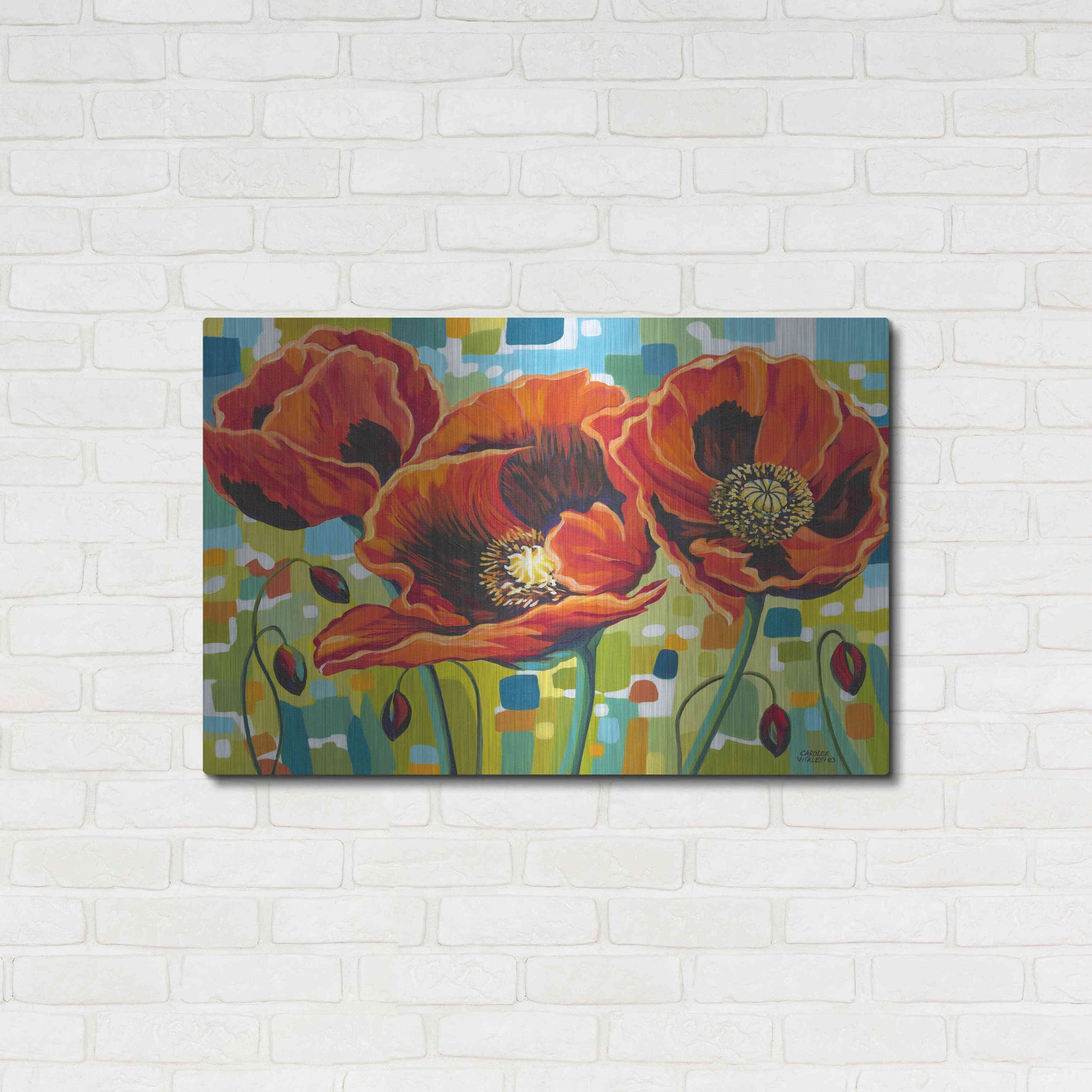 Luxe Metal Art 'Vivid Poppies III' by Carolee Vitaletti Metal Wall Art,36x24