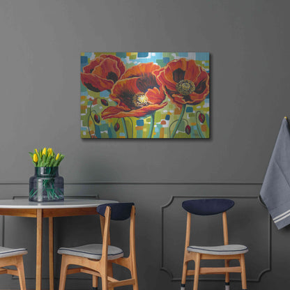 Luxe Metal Art 'Vivid Poppies III' by Carolee Vitaletti Metal Wall Art,36x24