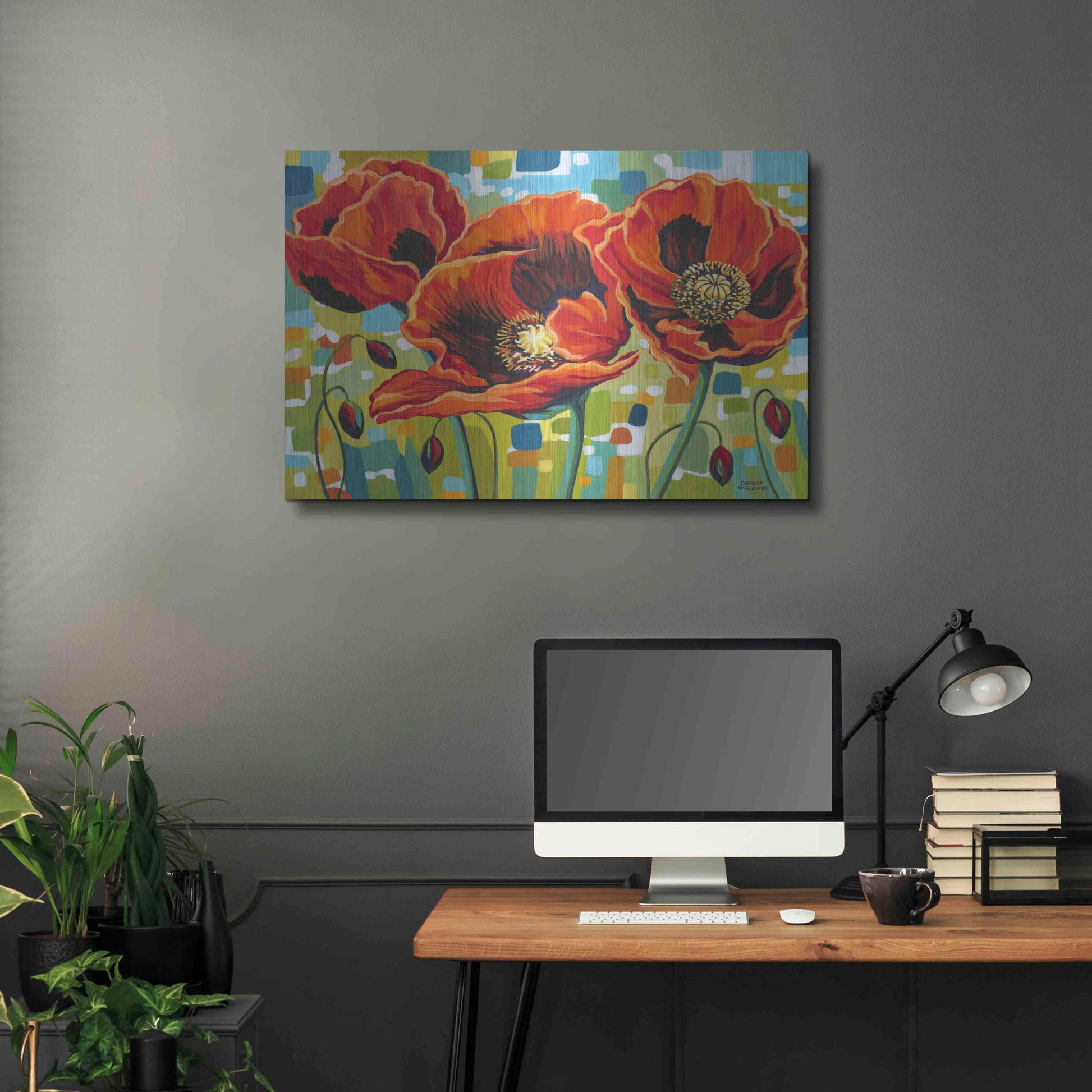 Luxe Metal Art 'Vivid Poppies III' by Carolee Vitaletti Metal Wall Art,36x24