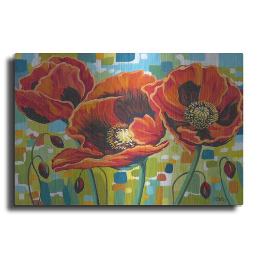 Luxe Metal Art 'Vivid Poppies III' by Carolee Vitaletti Metal Wall Art