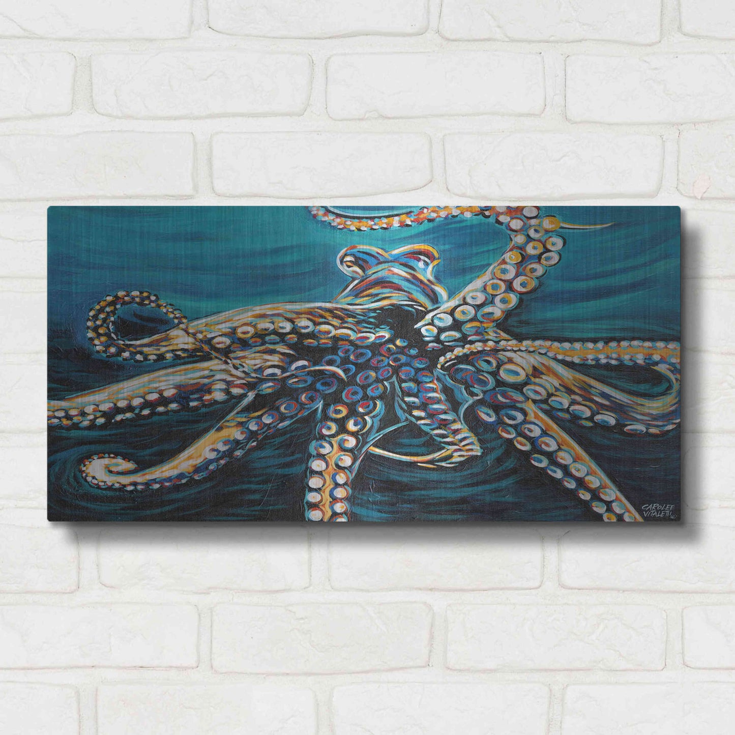 Luxe Metal Art 'Wild Octopus II' by Carolee Vitaletti Metal Wall Art,24x12