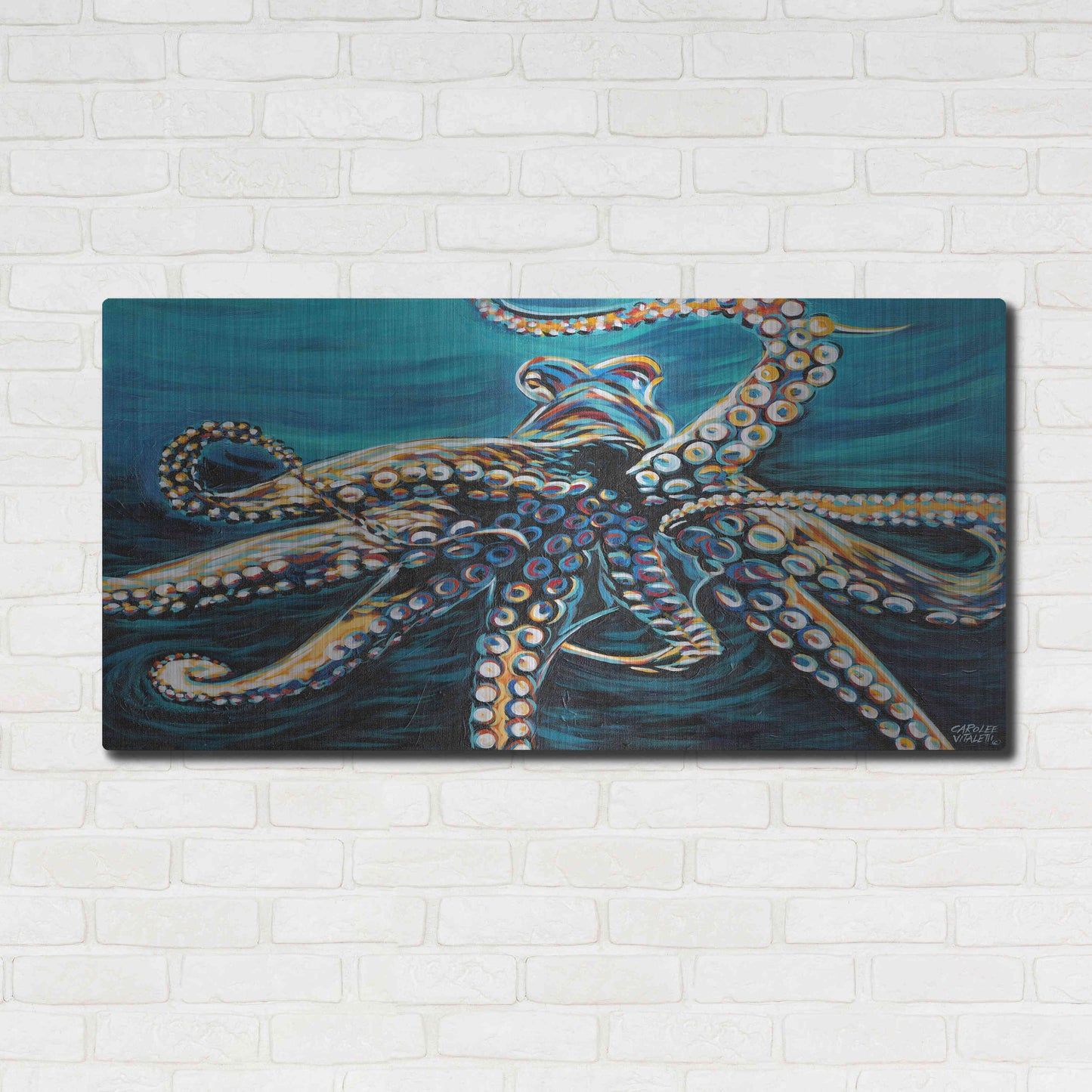 Luxe Metal Art 'Wild Octopus II' by Carolee Vitaletti Metal Wall Art,48x24