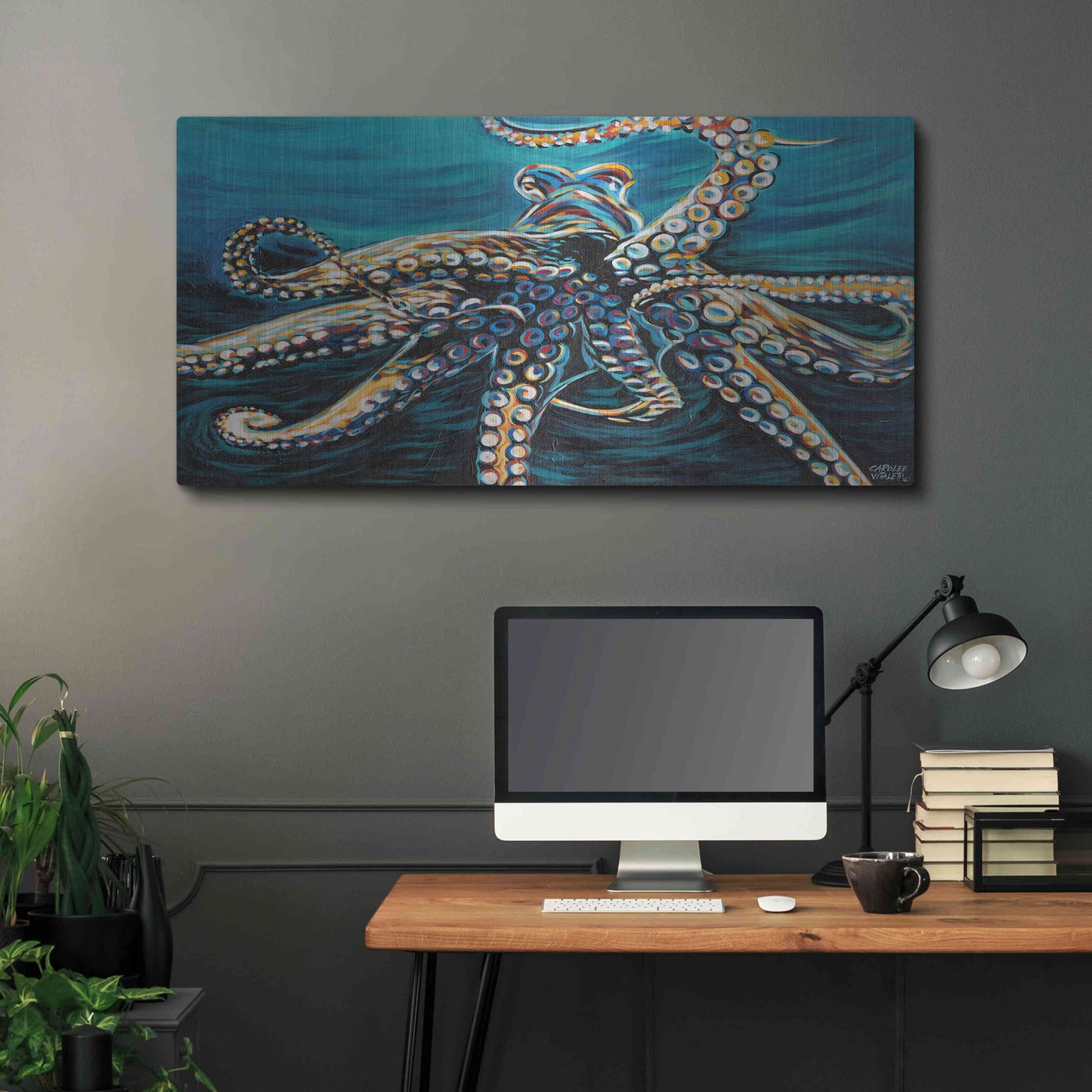 Luxe Metal Art 'Wild Octopus II' by Carolee Vitaletti Metal Wall Art,48x24