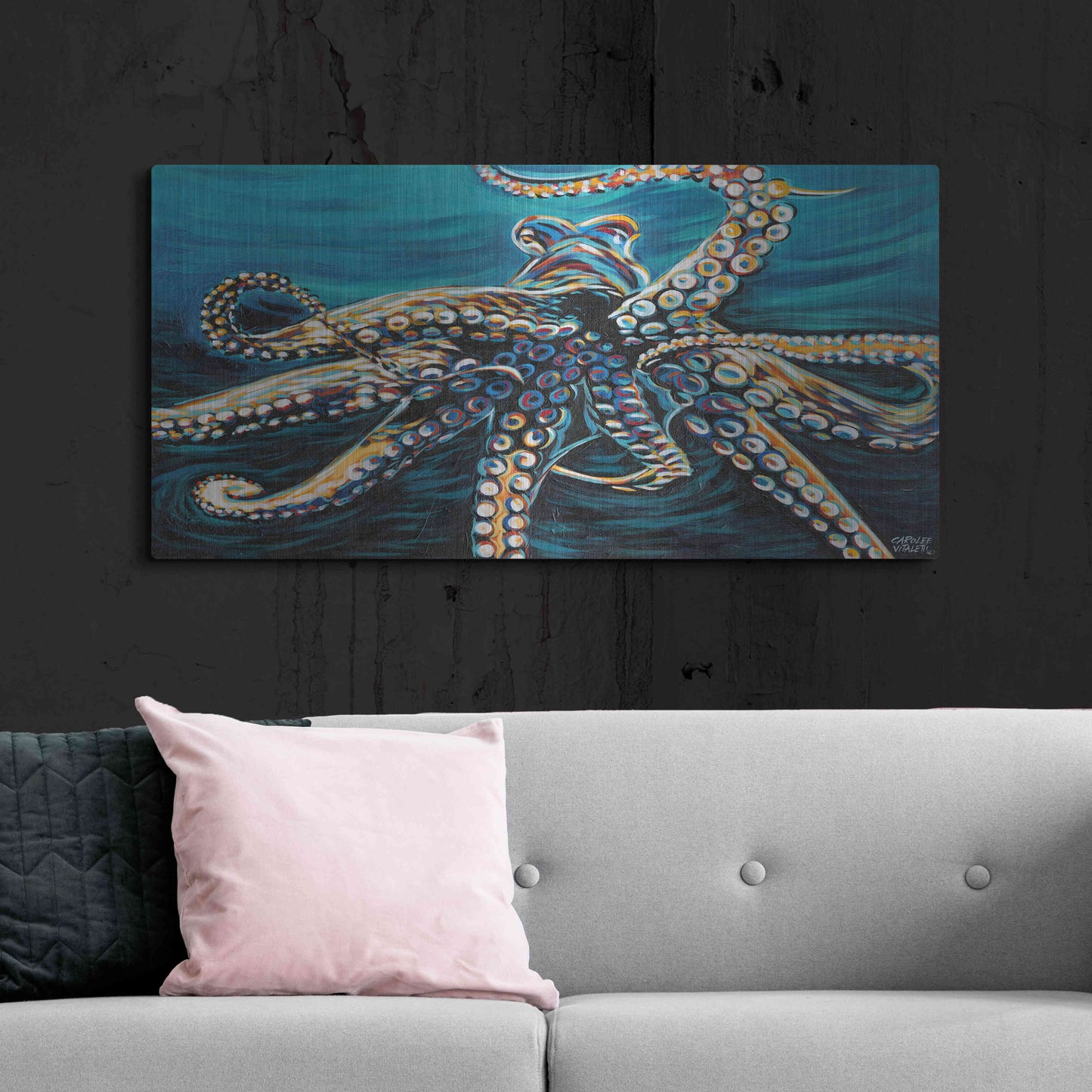 Luxe Metal Art 'Wild Octopus II' by Carolee Vitaletti Metal Wall Art,48x24