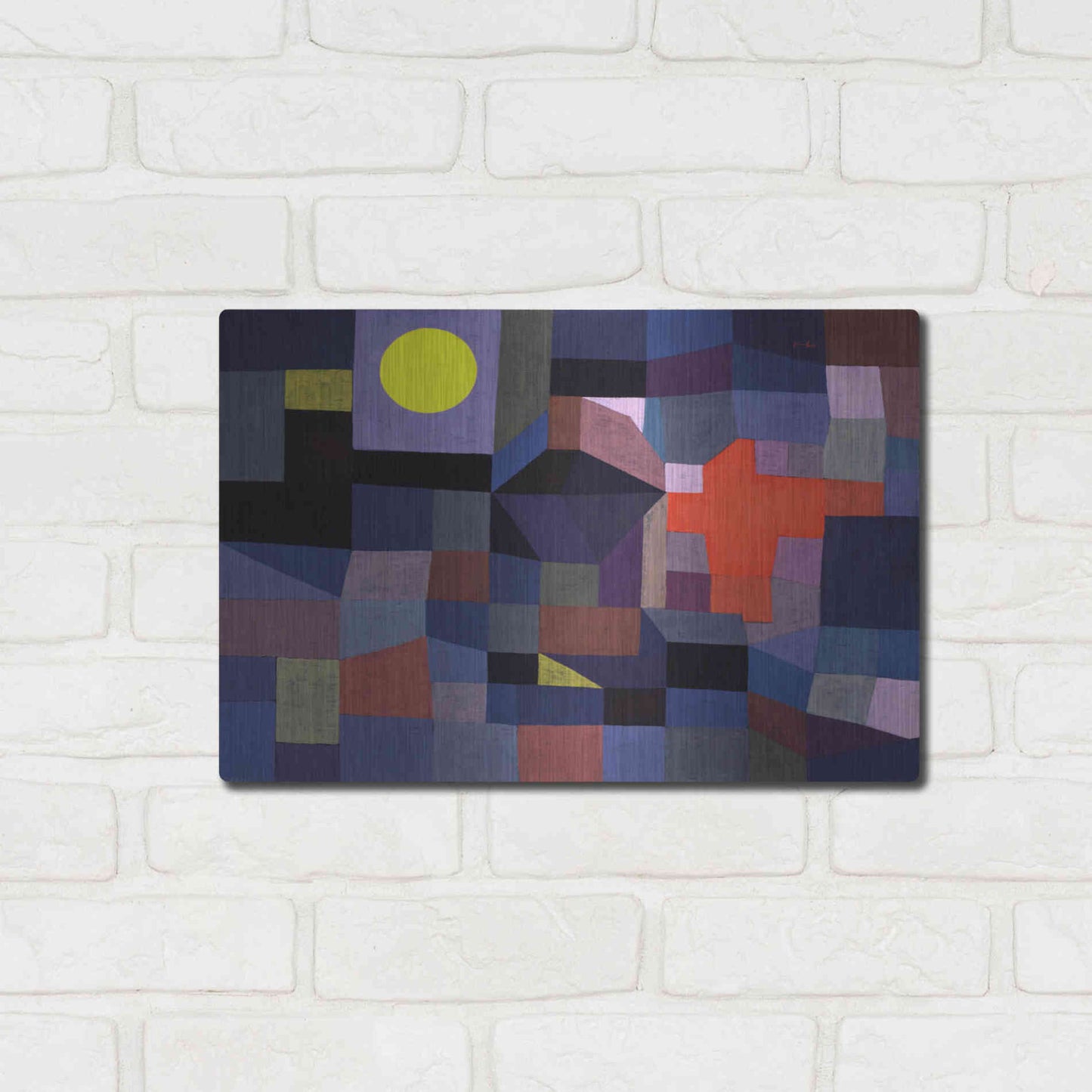 Luxe Metal Art 'Fire at Full Moon' by Paul Klee, Metal Wall Art,16x12
