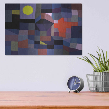 Luxe Metal Art 'Fire at Full Moon' by Paul Klee, Metal Wall Art,16x12