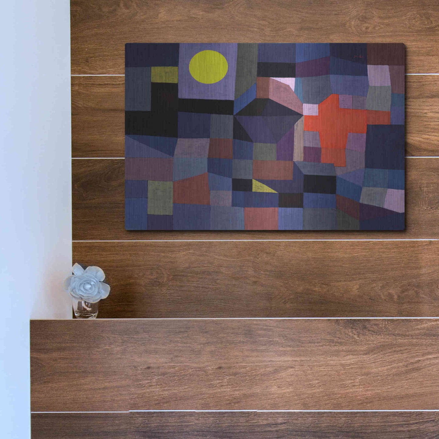 Luxe Metal Art 'Fire at Full Moon' by Paul Klee, Metal Wall Art,16x12