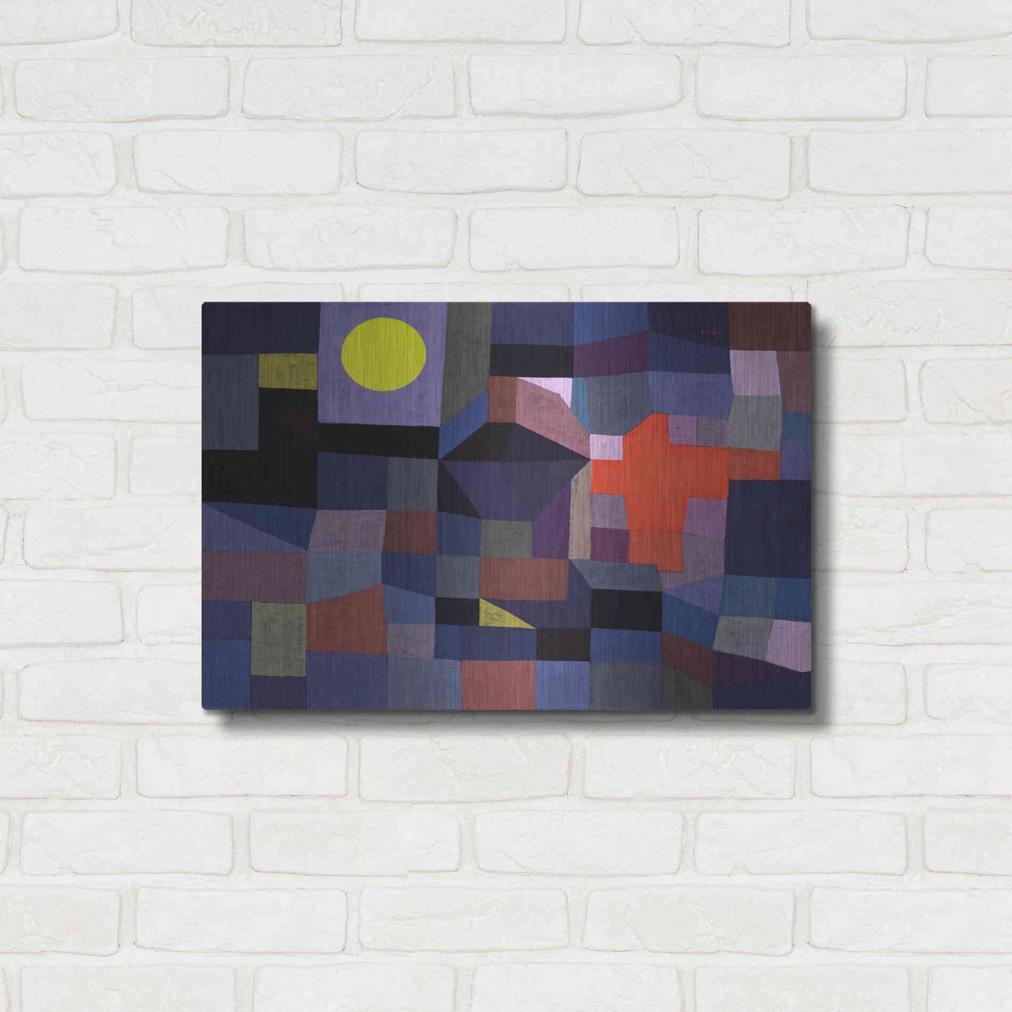Luxe Metal Art 'Fire at Full Moon' by Paul Klee, Metal Wall Art,24x16